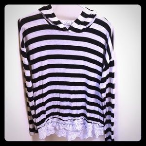 Pink rose striped hoodie